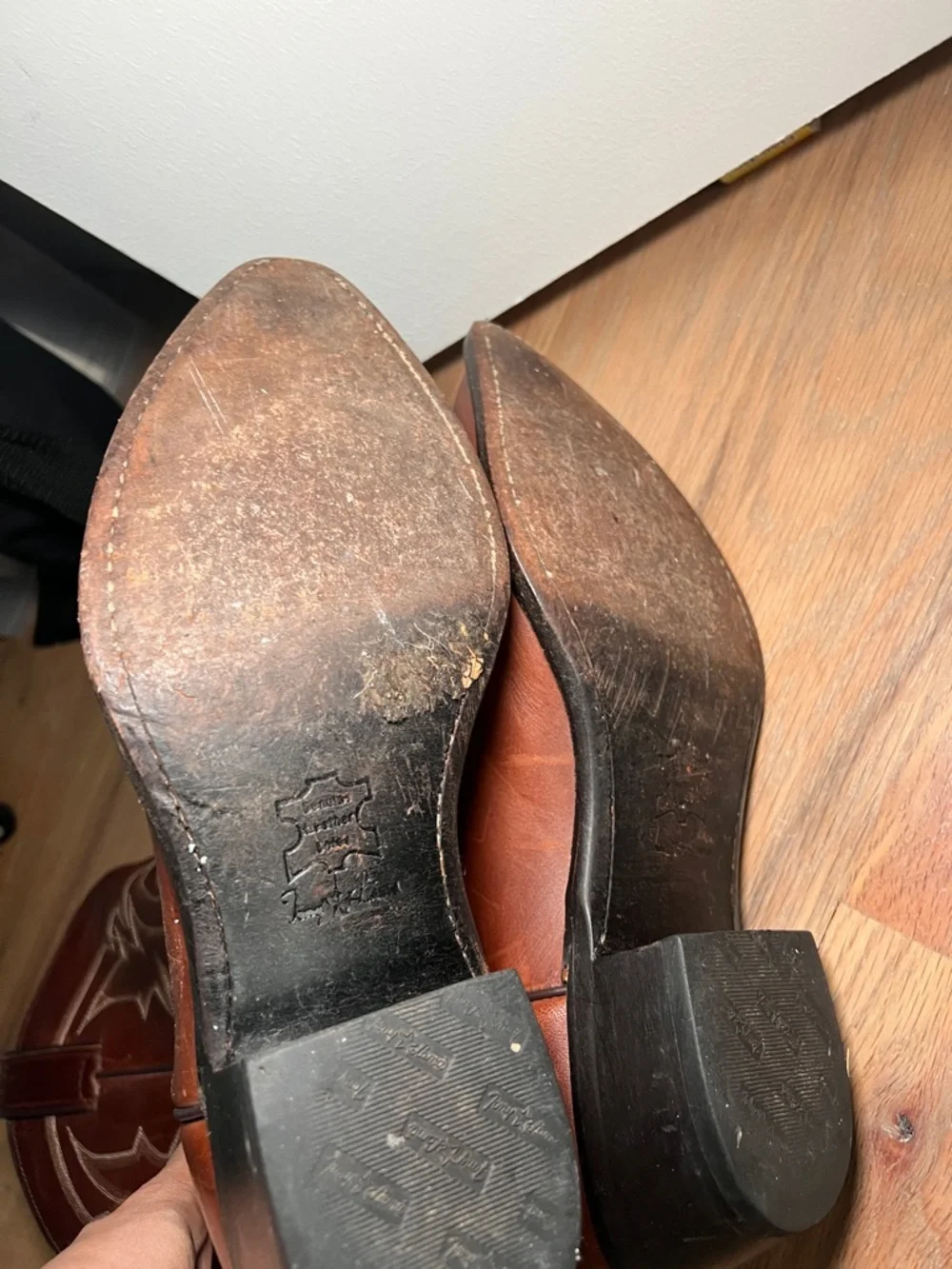 Tony Lama Brown Leather Western Heeled Boots - Picture 6 of 9